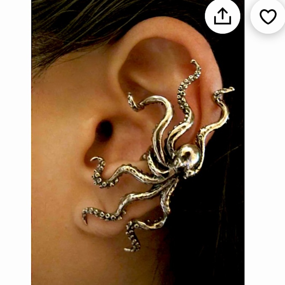 Octopus Ear Cuff Silver